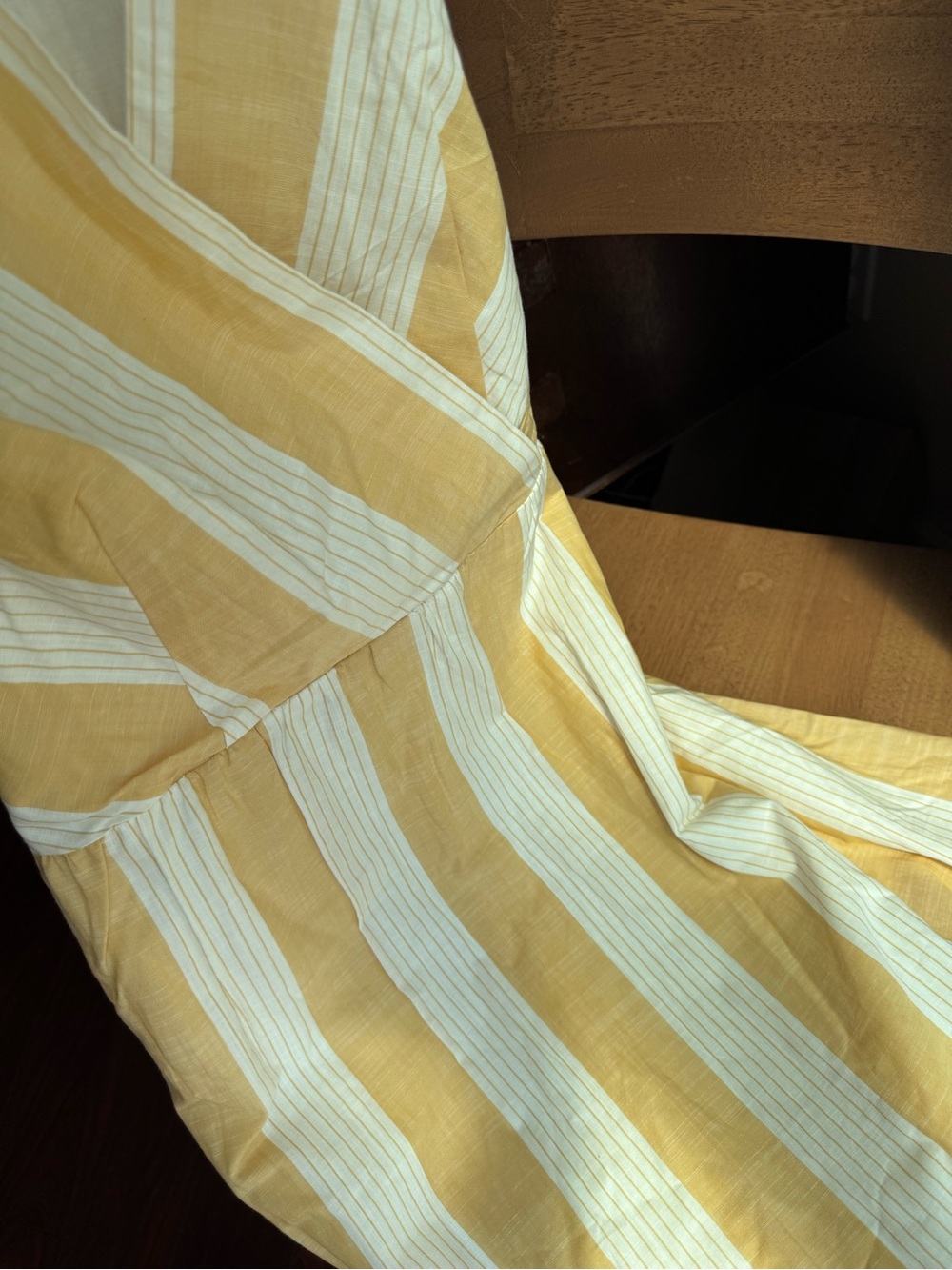 Christopher & Banks Butter Yellow and White Striped V-Neck Dress size 12